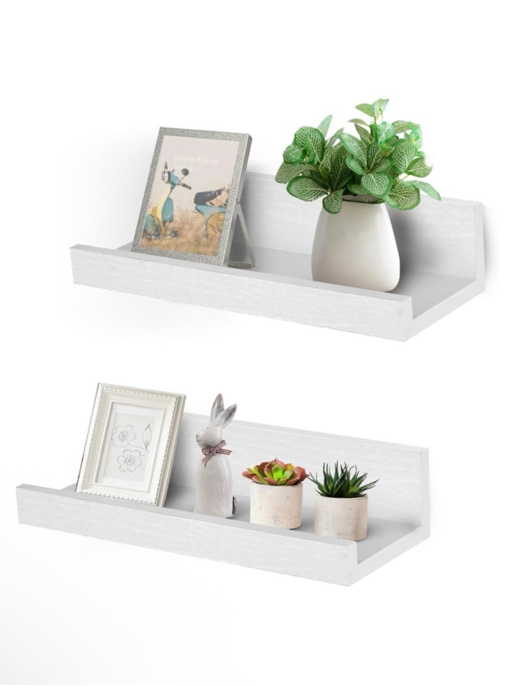 White 2 Piece Floating Shelf - Home Wall Decor